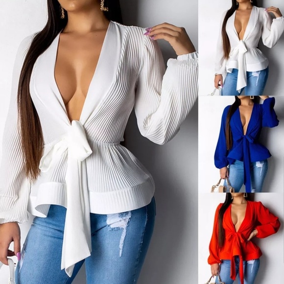 Sexy Red Casual Long Sleeve Brand New Top🆕️ - Picture 4 of 7